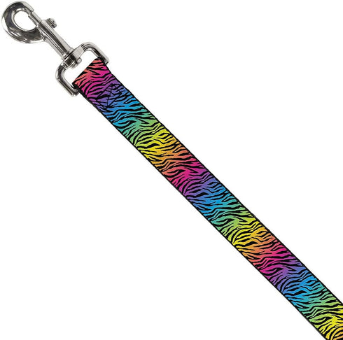 Buckle-Down Dog Leash, Zebra Rainbow Ombre, 6 Feet Long, 0.5 Inch Wide
