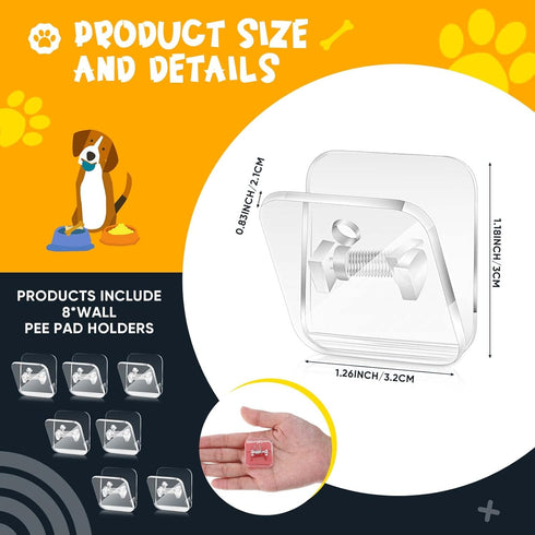 8 6 Pieces Wall Pee Pad Holder Clear Dog Potty Training Pad Holder Invisible Puppy Pad Holder Sticky Pee Pad Wall Clips