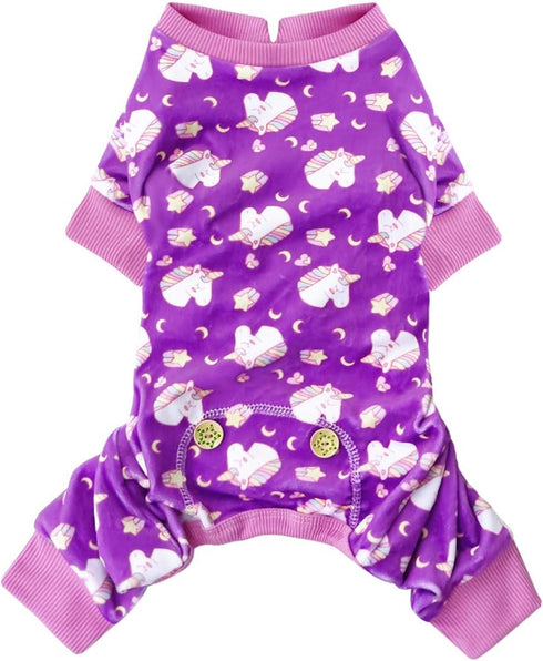 KYEESE Velvet Dog Pajamas for Medium Sized Dogs, Soft Pjs with Unicorn Pattern, 2X-Large