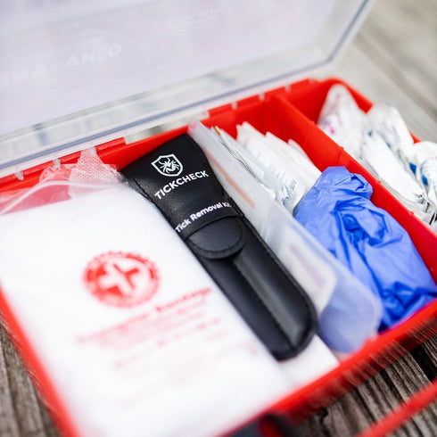 TickCheck Premium Tick Remover Kit, Stainless Steel Tick Remover + Tweezers, Leather Case, Pocket Tick Identification