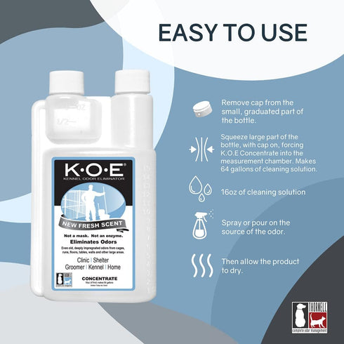 Thornell K.O.E. Odor Eliminator Concentrate – Pet Odor Eliminator for Home & Kennel, Fresh Scent, 16 oz