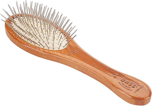 Bass Brushes Small Oval Wire Pet Brush with Bamboo Handle