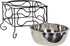 Medium Wrought Iron Stand with Single Stainless Steel Bowl, Size: 7" H x 9.5" W x 9.5" D