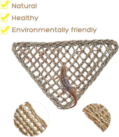 Tfwadmx 2 Pack Bearded Dragon Hammock, Reptile Climbing Decor, 100% Natural Seagrass Fabric for Reptiles