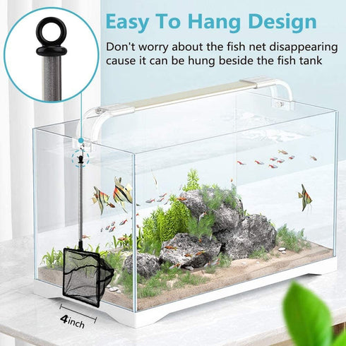 Fine Mesh Fish Net for Fish Tank, 9-24 Inch Stainless Steel Long Handle, Extendable Fishing Net for Pond, Creek (4 inch)
