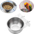 Stainless Steel Hanging Bowl Bird Food Feeding Dish, Water Seed Feeder with Screw Attachment for Bird Cage