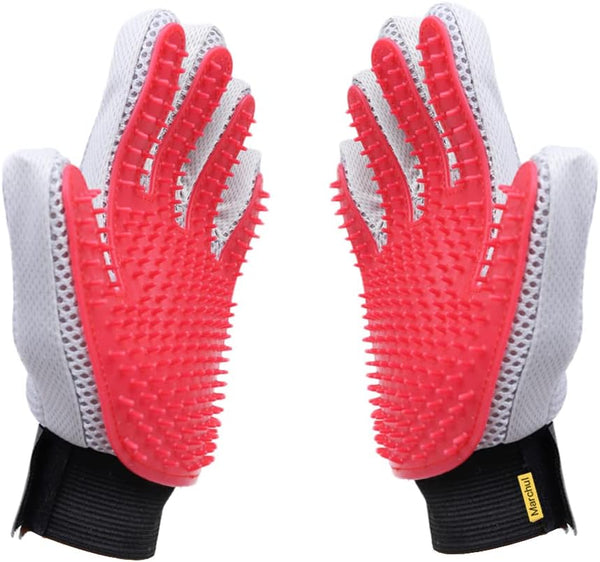 Marchul Pet Grooming Gloves, Cat Dog Hair Remover Glove Brush, 1 Pair for Long & Short Hair, Horse Grooming