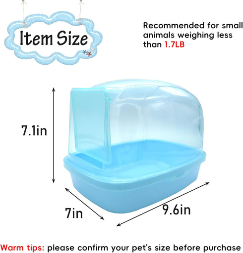 kathson Dwarf Hamster Bathroom - Chinchilla Sauna Room Plastic Sand Bath House for Gerbils, Hedgehog, Squirrel (Blue)