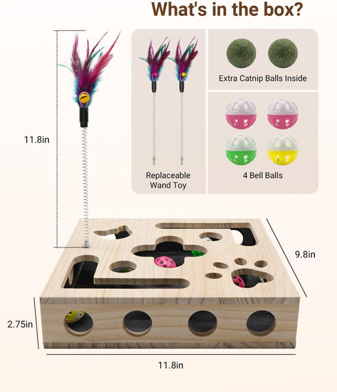 Hyfico 2026 2 Ball&4 Cat Toys for Indoor Cats - Cat Nail File Box with Interactive Cat Toys, Upgraded Cat Puzzle Feeder
