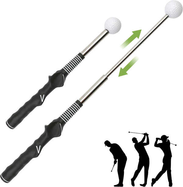 Golf Swing Training Aid Trainer Club, Right-Handed Flexible Device for Indoor Practice, Strength Tempo Chipping Hitting