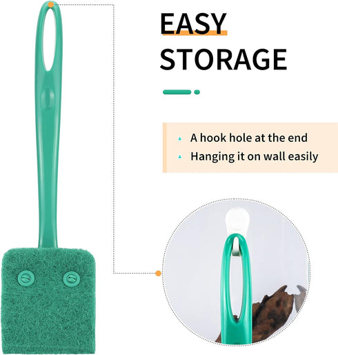 Pawfly Fish Tank Cleaning Tools - Aquarium Algae Scraper Sponge Brush with 10 inch Non-Slip Handle for Glass Tanks