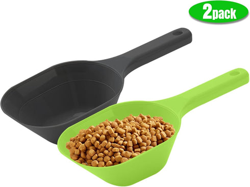 2 PACK Dog Food Scoop,1 Cup Capacity Pet Food Scoop With Measuring Lines For Dog, Puppy and Cat (Green and Black)