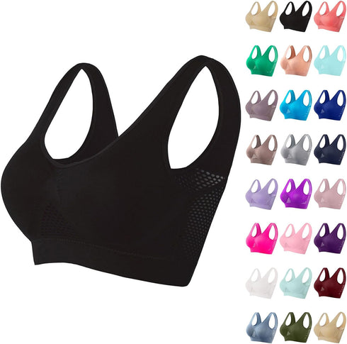 LRMQS Sports Bras for Women Plus Size Breathable Seamless Stretchy Push up
