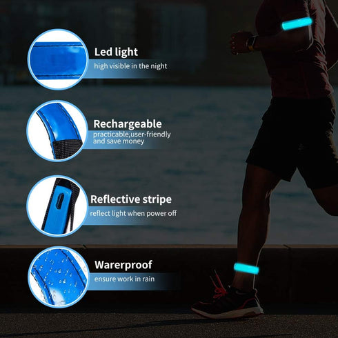 Running Light for Runners (2 Pack), Rechargeable LED Armband Reflective Gear for Joggers Bikers