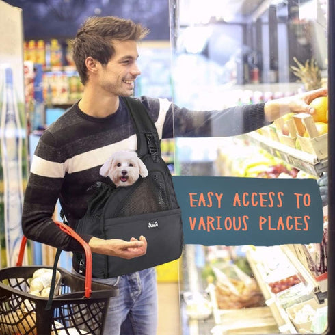 SlowTon Pet Dog Sling Carrier, Hands Free, Small Animal Puppy Up to 6 lbs, Machine Washable