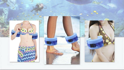 WYSRJ 2 PCS Foam Water Exercise Cuffs for Ankles Arms with Quick Release Buckle Swim Arm Band Set Blue