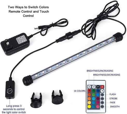 MQ 16 in Submersible LED Aquarium Light, 2.5W Color Changing Light with Remote Control