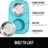 Gorilla Grip 100% Waterproof BPA Free Cat and Dog Bowls Silicone Feeding Mat Set, Stainless Steel Bowl Slip Resistant Raised Edges, Catch Water, Food Mess, No Spills, Pet Accessories, 1 Cup, Turquoise