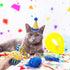 BINGPET Cat Birthday Catnip Toys, Cat Birthday Hat, Bandana and Cake Interactive Plush Kitten Chew Toys