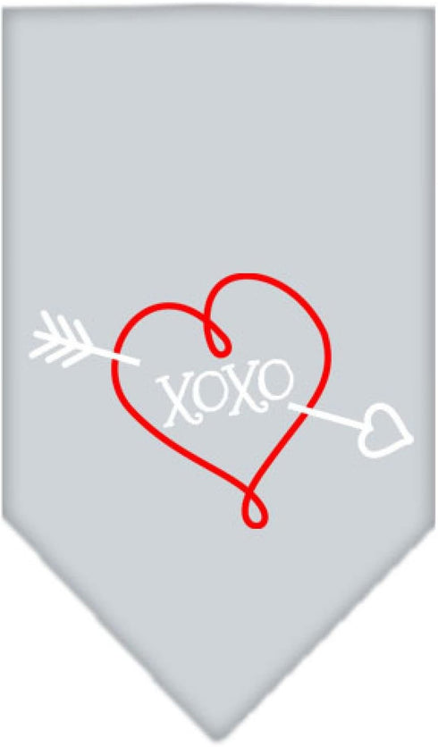 Pet and Dog Bandana Screen Printed, XOXO Gray Small