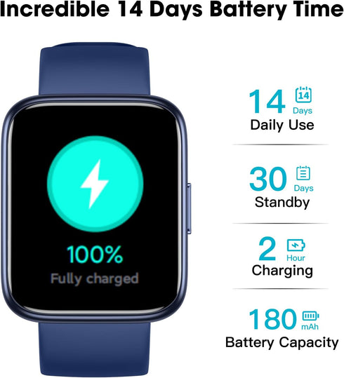 Smart Watch Fitness Tracker - 45 mm Touchscreen with Heart Rate Monitor and Sleep Tracking