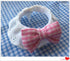 Lizard Bearded Dragons Stretchy Bowtie - Handmade Pink White Plaid Collar with Elastic Lace Decor for Reptiles