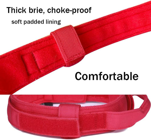 Tactical Dog Collar, Adjustable Military Nylon Dog Collar with Heavy Duty Metal Buckle for Training (Red, S)