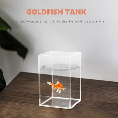 Ipetboom Transparent Small Betta Fish Tank Aquarium, Desktop Fish Bowl Accessories for Turtle, Reptile, Shrimp, Moss