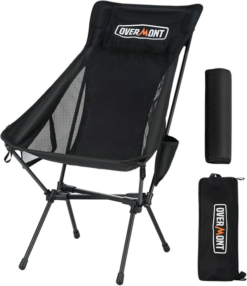 Overmont Portable High-Back Camping Chair - 440LBS Support Oversized Lightweight Folding Backpacking