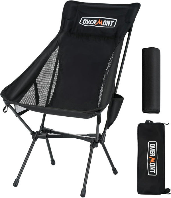Overmont Portable High-Back Camping Chair - 440LBS Support Oversized Lightweight Folding Backpacking