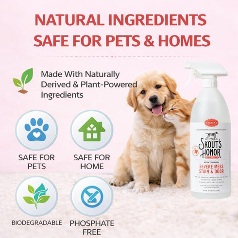 35 oz SKOUT'S HONOR Severe Mess Stain & Odor Eliminator, Powerful Stain Remover and Carpet Cleaner for Tough Dog