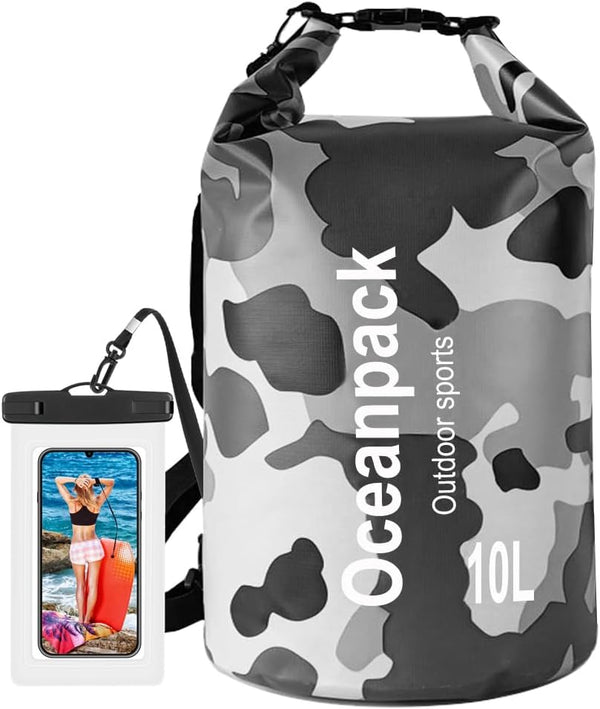 Waterproof Dry Bag 2L/5L/10L/20L/30L, Dry Sack for Kayaking, Rafting, Beach, Fishing with Phone Case