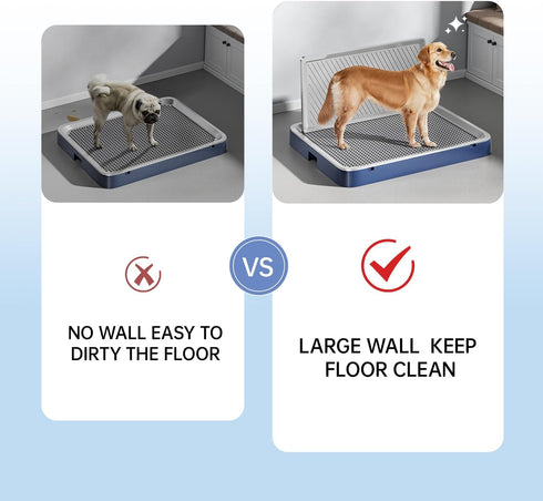 KOLA PANDA Wall,25.59"X19.69" Indoor Dog Potty Tray with High Pee Pad Holder,Dogs Litter Box,Mesh Training Toilet