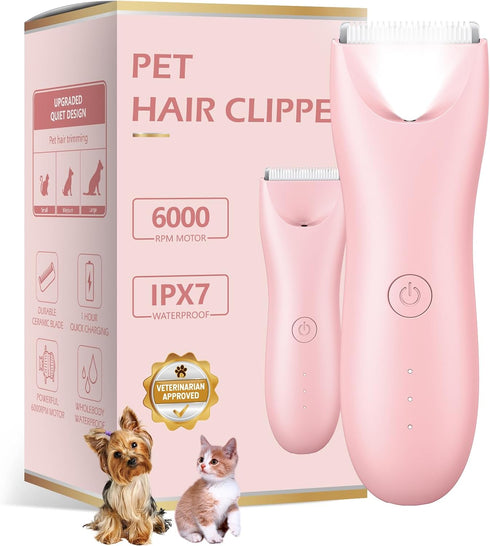 Dog Clippers with LED Light - Quiet Pet Grooming Kit for Paws,