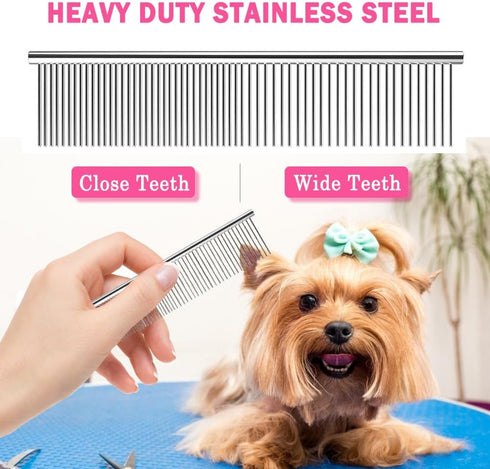 6 in 1 Professional Stainless Steel Dog Grooming Scissors, Anti-Rust Round Tip Shears for Cats, Pink Pet Kit