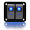 FXC Rocker Switch Aluminum Panel, 2 Gang Toggle Switches Dash, 5 Pin ON/Off, 2 LED Backlit for Boat Car Marine Blue