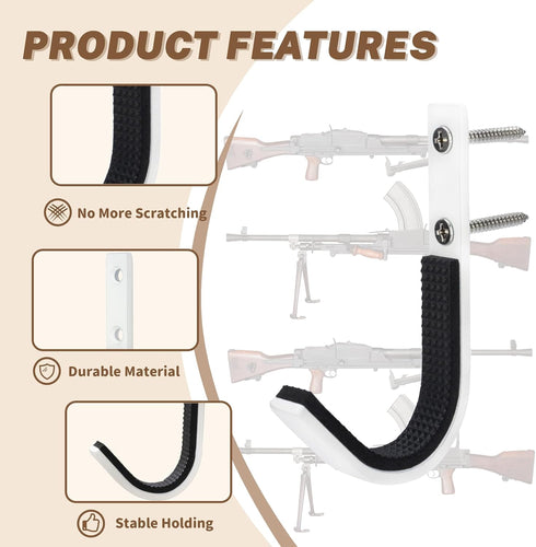Gun Rack Storage Wall Mount, Horizontal Metal Hooks for Rifles and Shotguns, Heavy Duty Steel Hangers