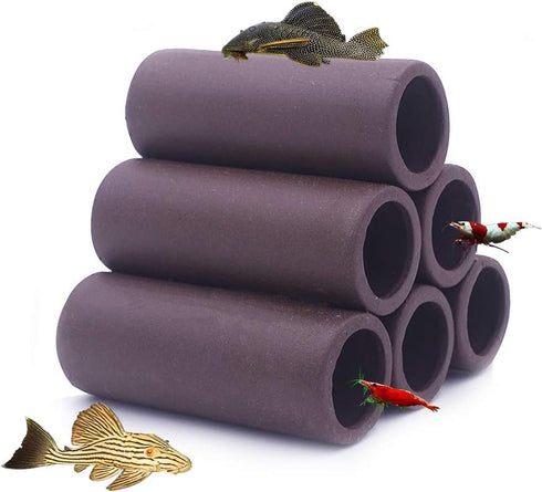 Aquarium Cave Handmade Brown Ceramic Shelters, Shrimp and Small Fish Habitat, Hiding Cave
