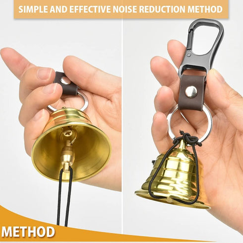 NedFoss 2" Loud Bear Bell with Whistle Set, Solid Brass Bear Bells for Hiking, Emergency Whistle, Carabiner