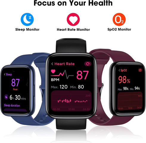 Smart Watch Fitness Tracker - 45 mm Touchscreen with Heart Rate Monitor and Sleep Tracking