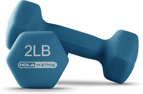HolaHatha Neoprene Dumbbell Weight Set with Rack, 2, 3, 5, 8, and 10 Pound for Home Exercises