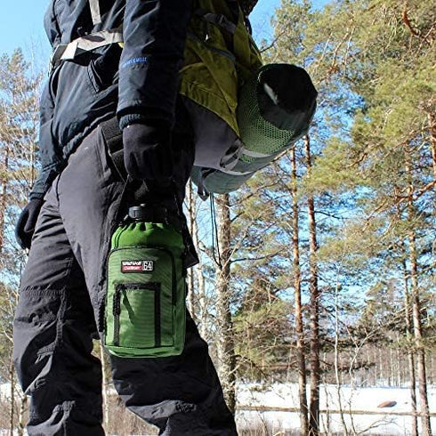 Wild Wolf Outfitters #1 Best Water Bottle Holder for 64 oz Bottles, Military Grade Carrier with 2 Pockets