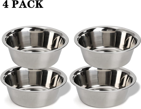 DEAYOU 4-Pack Stainless Steel Dog Bowl, Metal Food and Water Dish for Large Medium Small Dogs, Elevated Stand, Kitten,