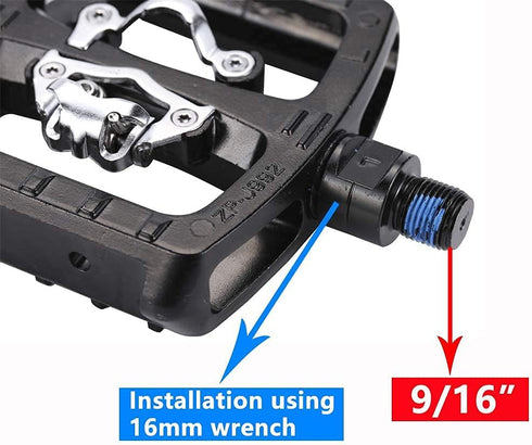 ZERAY Spin Bike Pedals - Dual Platform Indoor Cycling Pedals with Clips and Straps