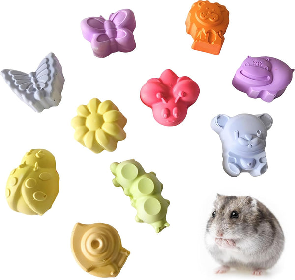 10 Pieces Hamster Teeth Grinding Lava Block Chew Toys - Calcium Stone for Chinchillas, Rabbits, Gerbils, Guinea Pigs,