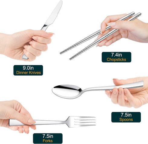 HaWare 9-Piece Portable Travel Silverware Utensils with Case, Stainless Steel Flatware Set for Camping Office School