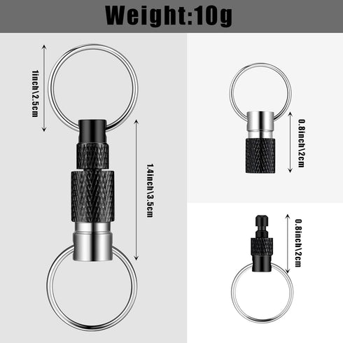 Funrous 10 Packs Detachable Keychain, Quick Release Pull Apart Key Ring with 2 Split Rings for Bag Purse