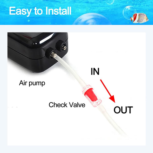 10PCS Non-Return One Way Air Check Valve, Red Clear Plastic for Aquarium Air Pump