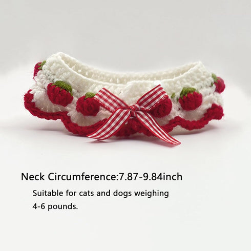 Litwlly Cat Collar Cute Strawberry Pattern Scarf Adjustable Kitten Bib Bow Tie Collars Pet Supplies for Christmas