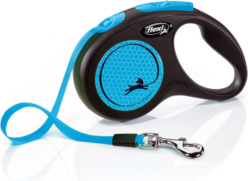 Flexi New Neon Tape Blue Small 5m Retractable Dog Leash for Dogs Up to 15kgs/33lbs